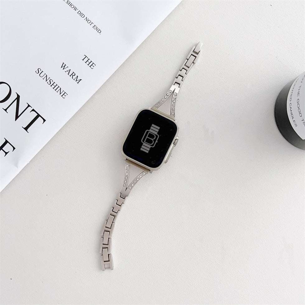 Tapered-V Slim Starlight Stainless Steel Apple Watch Strap