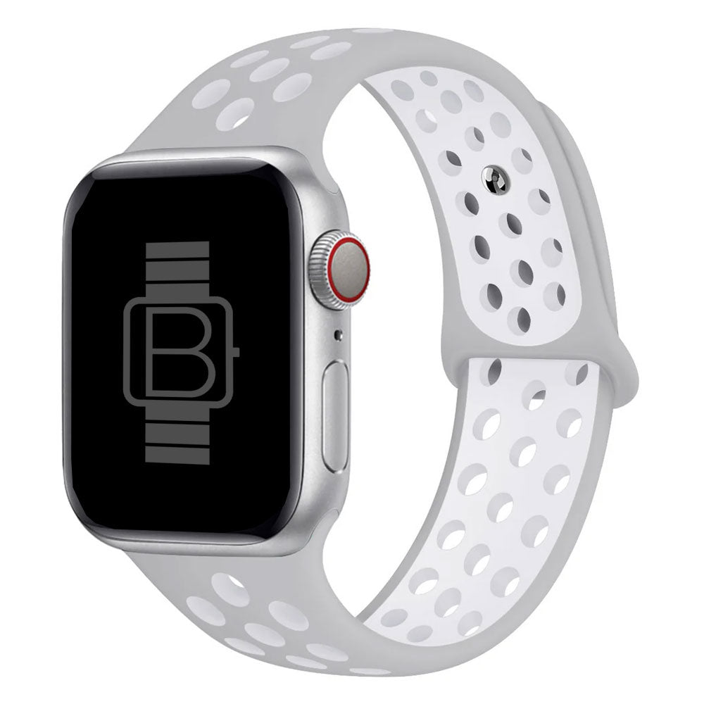 Silicone Nike Style Sport Band (For Apple Watch) Grey White