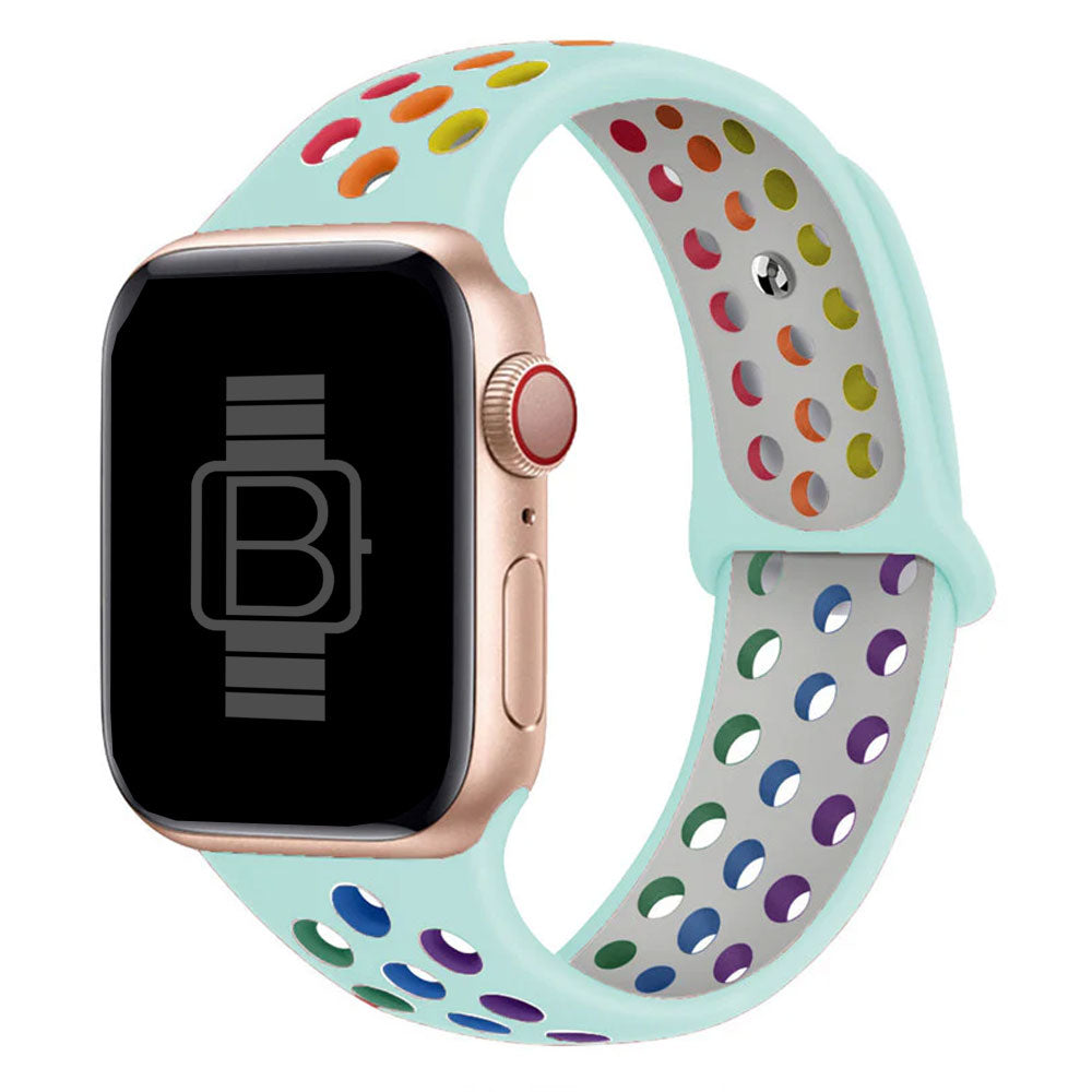 Silicone Nike Style Sport Band (For Apple Watch) Mint Rainbow