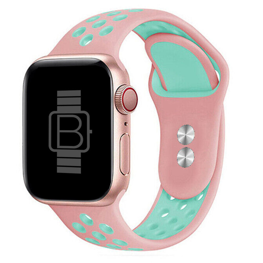 Silicone Nike Style Sport Band (For Apple Watch) Pink Green