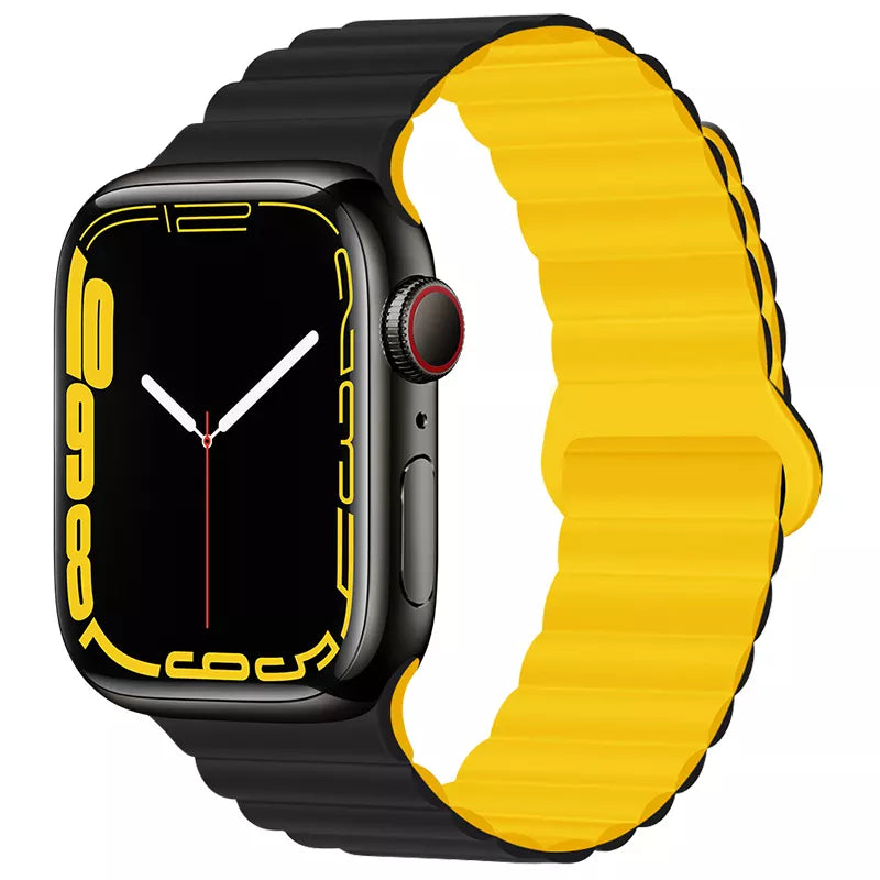 Magnetic Silicone Sport Band For Apple Watch Black Yellow