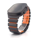 Hybrid Magnetic Titanium & Silicone Fusion Band (For Apple Watch) - Black Titanium & Orange
