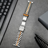 Titanium Iron Man Band (For Apple Watch) Raw Titanium & Orange