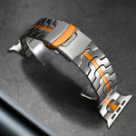 Titanium Iron Man Band (For Apple Watch) Raw Titanium & Orange