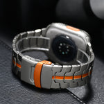 Titanium Iron Man Band (For Apple Watch) Raw Titanium & Orange