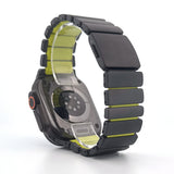 Hybrid Magnetic Titanium & Silicone Fusion Band (For Apple Watch) - Black Titanium & Green