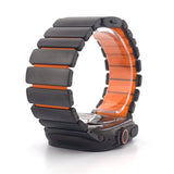 Hybrid Magnetic Titanium & Silicone Fusion Band (For Apple Watch) - Black Titanium & Orange