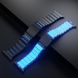 Hybrid Magnetic Titanium & Silicone Fusion Band (For Apple Watch) - Black Titanium & Luminous Blue