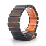 Hybrid Magnetic Titanium & Silicone Fusion Band (For Apple Watch) - Black Titanium & Orange