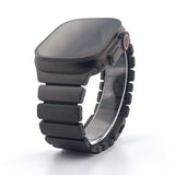 Hybrid Magnetic Titanium & Silicone Fusion Band (For Apple Watch) - Black Titanium & Black