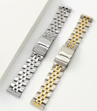 Stainless Steel Band (For Breitling Chronomat, Navitimer, Crosswind, Colt) Silver & Gold