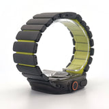 Hybrid Magnetic Titanium & Silicone Fusion Band (For Apple Watch) - Black Titanium & Green