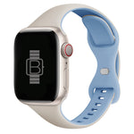 Slim Silicone Sport Band (For Apple Watch) Antique White & Mist Blue