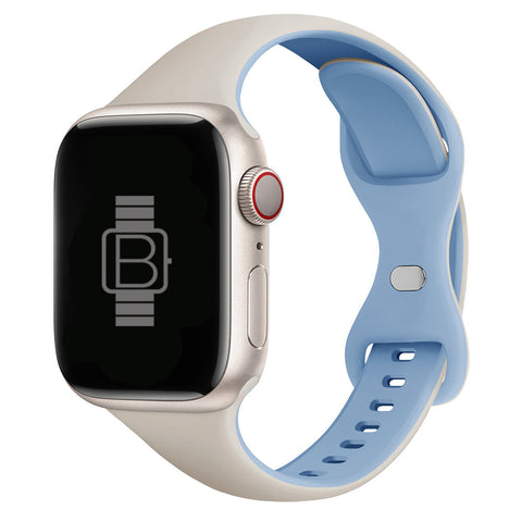 Slim Silicone Sport Band (For Apple Watch) Antique White & Mist Blue