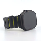 Hybrid Magnetic Titanium & Silicone Fusion Band (For Apple Watch) - Black Titanium & Green