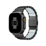 Hybrid Magnetic Titanium & Silicone Fusion Band (For Apple Watch) - Black Titanium & Luminous Blue