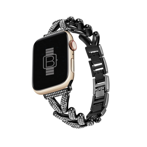 Stainless Steel Diamond V-shaped Band (For Apple Watch) Black