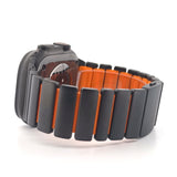 Hybrid Magnetic Titanium & Silicone Fusion Band (For Apple Watch) - Black Titanium & Orange