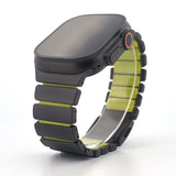 Hybrid Magnetic Titanium & Silicone Fusion Band (For Apple Watch) - Black Titanium & Green