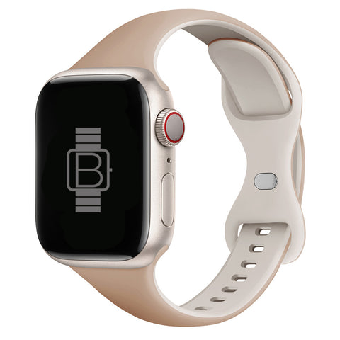 Slim Silicone Sport Band (For Apple Watch) Milk Tea & Rock White