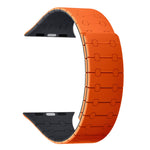 Magnetic Link Style Silicone Sport Band (For Apple Watch) Orange & Midnight Blue