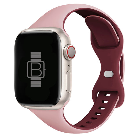 Slim Silicone Sport Band (For Apple Watch) Porsche Pink & Wine Red