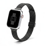 Slim Folding Buckle Milanese Loop Band (For Apple Watch) Black