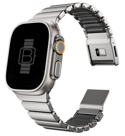 Hybrid Magnetic Titanium & Silicone Fusion Band (For Apple Watch) - Titanium & Black