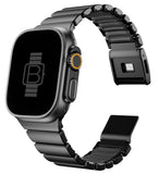 Hybrid Magnetic Titanium & Silicone Fusion Band (For Apple Watch) - Black Titanium & Black