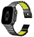 Hybrid Magnetic Titanium & Silicone Fusion Band (For Apple Watch) - Black Titanium & Green