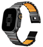Hybrid Magnetic Titanium & Silicone Fusion Band (For Apple Watch) - Black Titanium & Orange