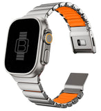 Hybrid Magnetic Titanium & Silicone Fusion Band (For Apple Watch) - Titanium & Orange