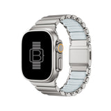 Hybrid Magnetic Titanium & Silicone Fusion Band (For Apple Watch) - Titanium & Luminous Blue