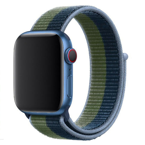 Nylon Woven Sport Loop Band (High Quality) Abyss Blue / Moss Green