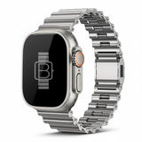 Bakers Bands Limited Ocean Style stainless steel watch band in titanium colour for Apple Watch.