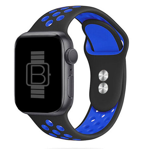 Silicone Nike Style Sport Band (For Apple Watch) Black & Blue