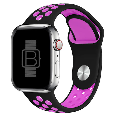 Silicone Nike Style Sport Band (For Apple Watch) Black & Fuschia