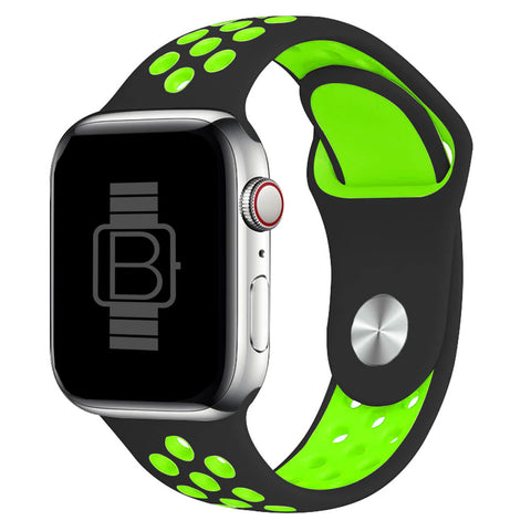 Silicone Nike Style Sport Band (For Apple Watch) Black & Green