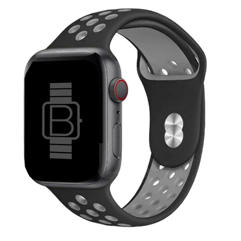 Silicone Nike Style Sport Band (For Apple Watch) Black & Grey