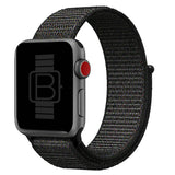 Nylon Woven Sport Loop Band (High Quality) Black With Multi Coloured Stitching