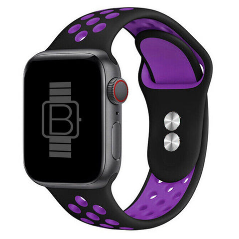 Silicone Nike Style Sport Band (For Apple Watch) Black & Purple