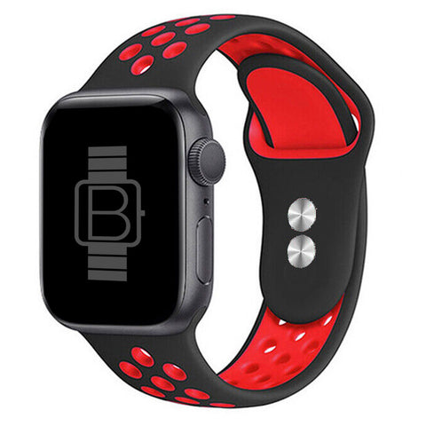 Silicone Nike Style Sport Band (For Apple Watch) Black & Red