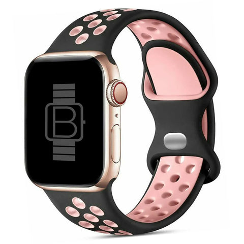 Silicone Nike Style Sport Band (For Apple Watch) Black & Soft Pink