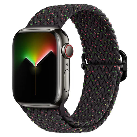 Braided Solo Loop Band (High Quality Nylon For Apple Watch) Black Starlight Coloured