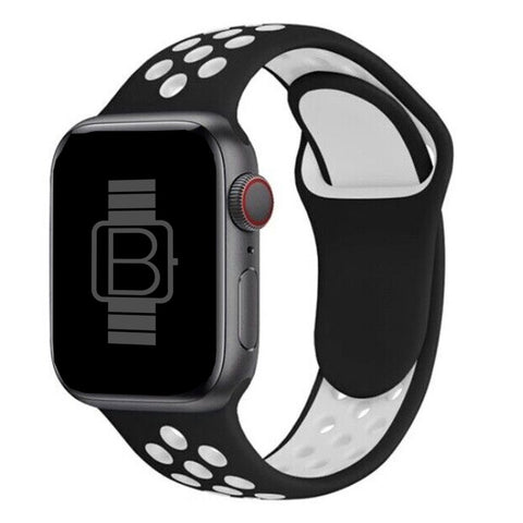 Silicone Nike Style Sport Band (For Apple Watch) Black & White