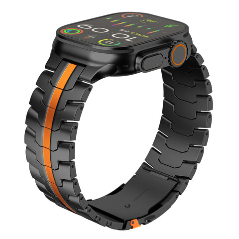 Titanium Iron Man Band (For Apple Watch) Black & Orange