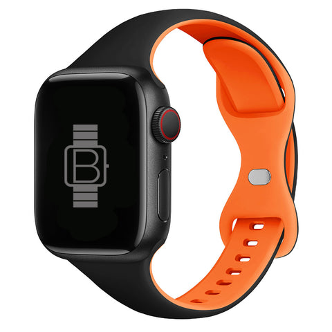 Slim Silicone Sport Band (For Apple Watch) Black & Orange
