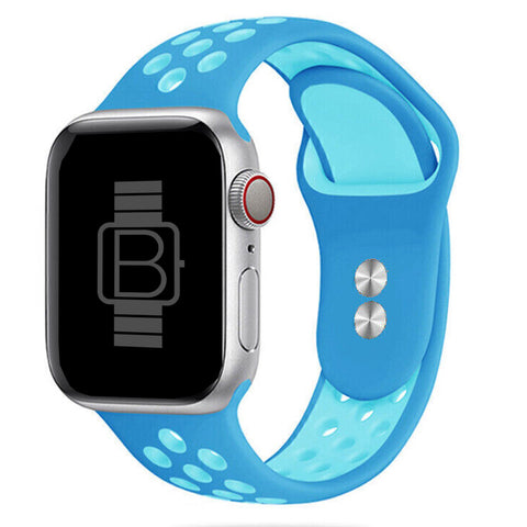 Silicone Nike Style Sport Band (For Apple Watch) Blue & Mint