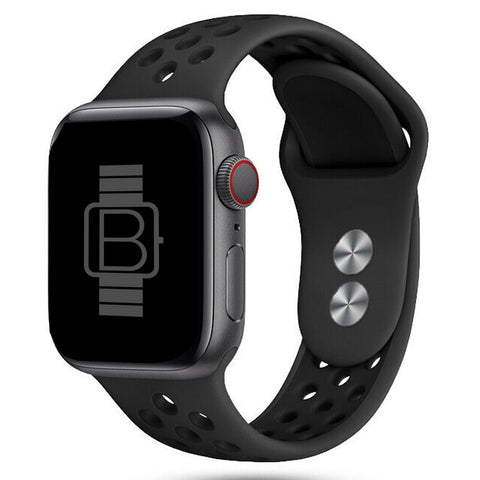 Silicone Nike Style Sport Band (For Apple Watch) Anthracite & Black