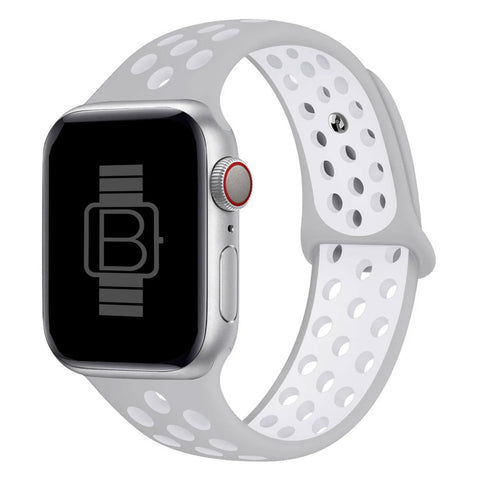 Silicone Nike Style Sport Band (For Apple Watch) Grey & White